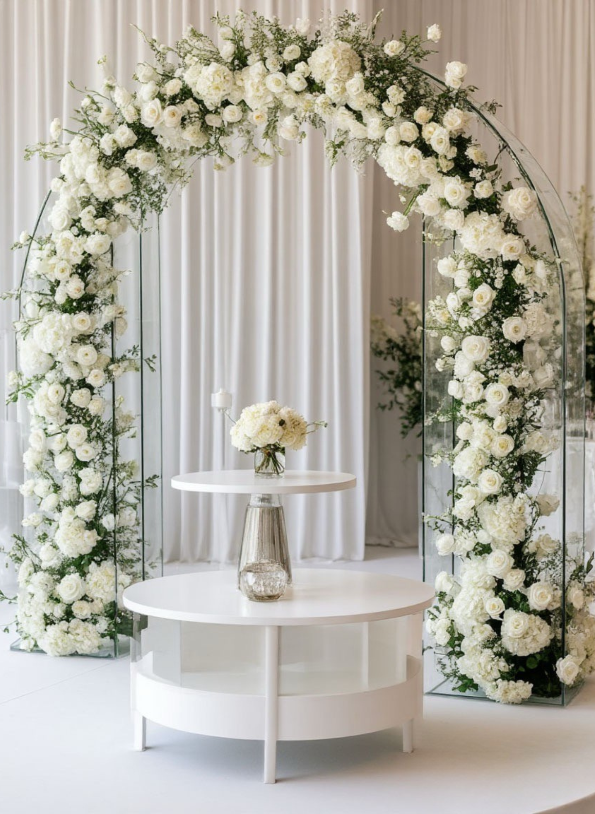 Президиум молодоженов с цветочными композициями